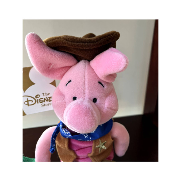 Vintage Disney Store Cowboy Piglet 8" Mini Bean Plush Halloween Winnie The Pooh - Picture 2 of 11